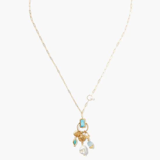 NKL-GPL HALO CHARM NECKLACE TURQUOISE MIX