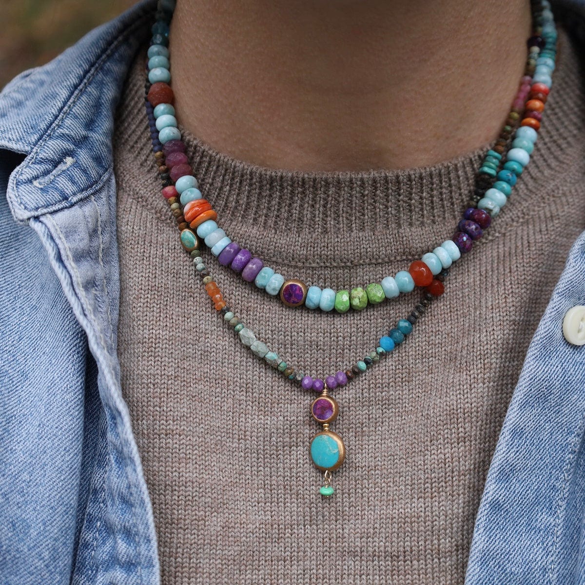 NKL-GPL Holiday Turquoise Pendant Necklace