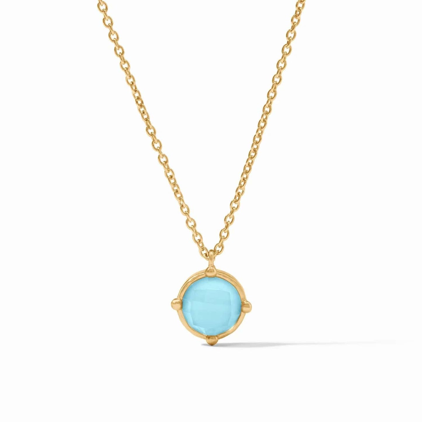 NKL-GPL Iridescent Capri Blue Honeybee Solitaire Necklace