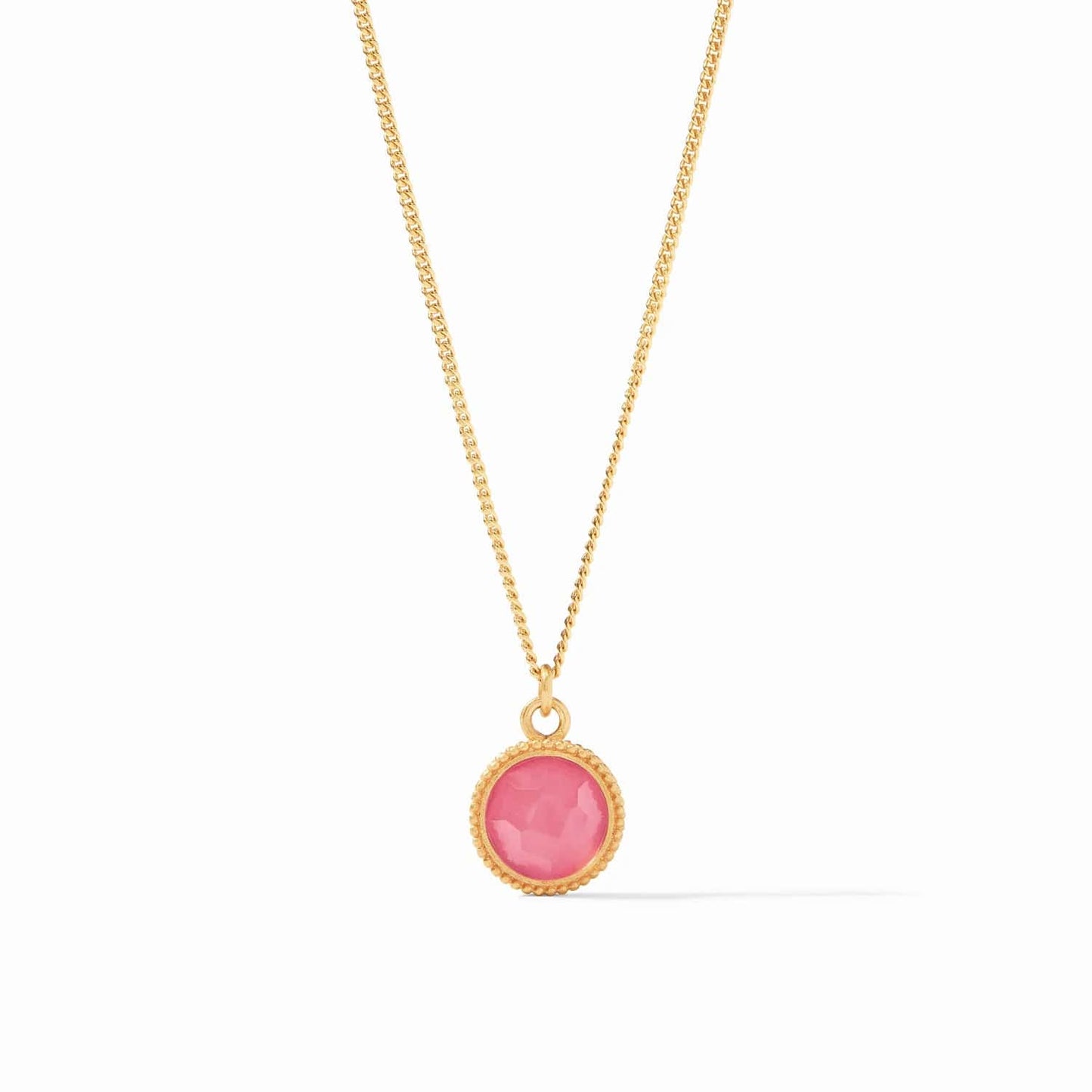 NKL-GPL Iridescent Peony Pink  Fleur-de-Lis Solitaire Necklace