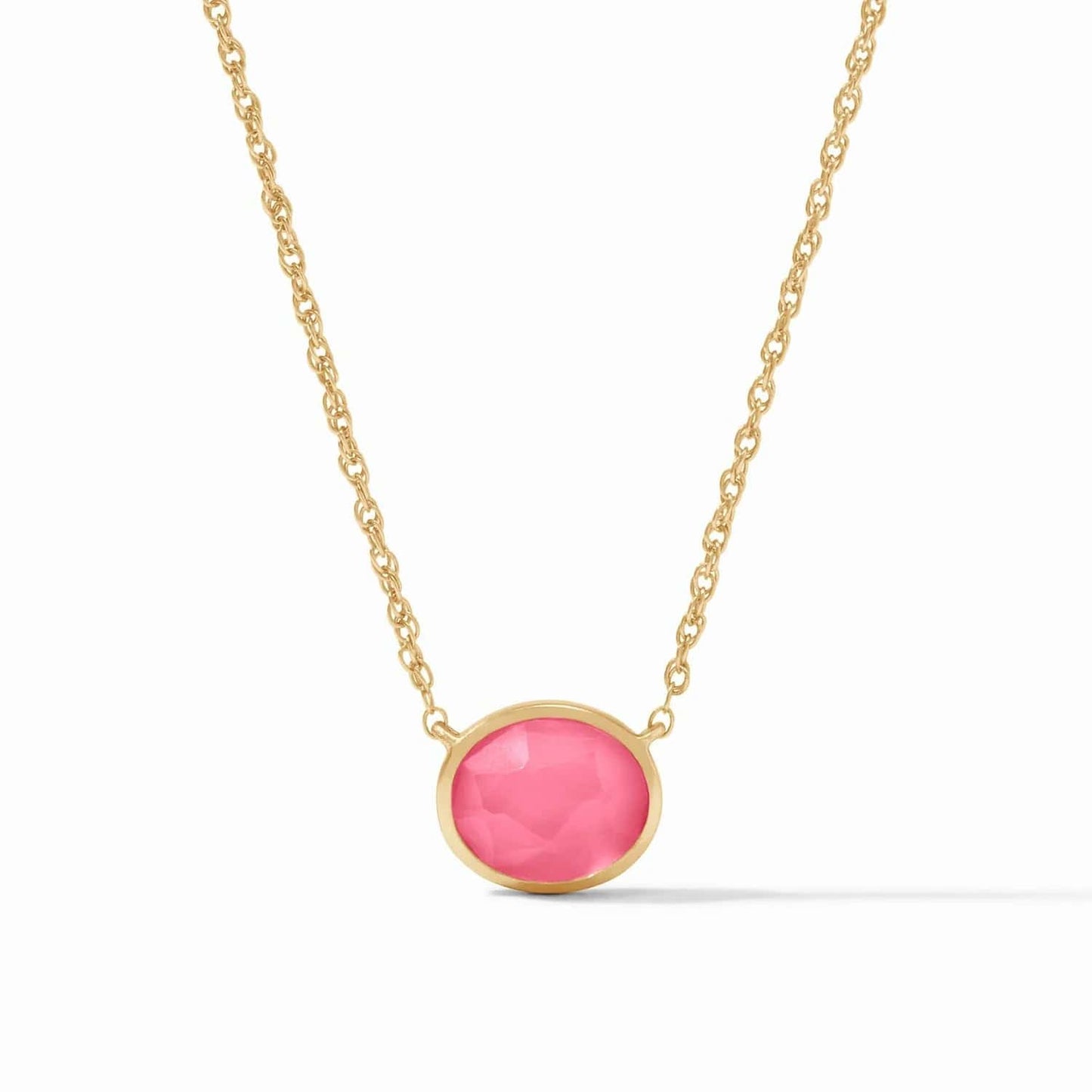 NKL-GPL Iridescent Peony Pink Nassau Solitaire Necklace