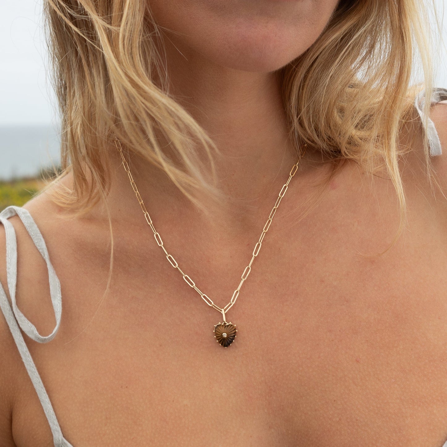NKL-GPL Isabel Onyx Heart Pendant Necklace
