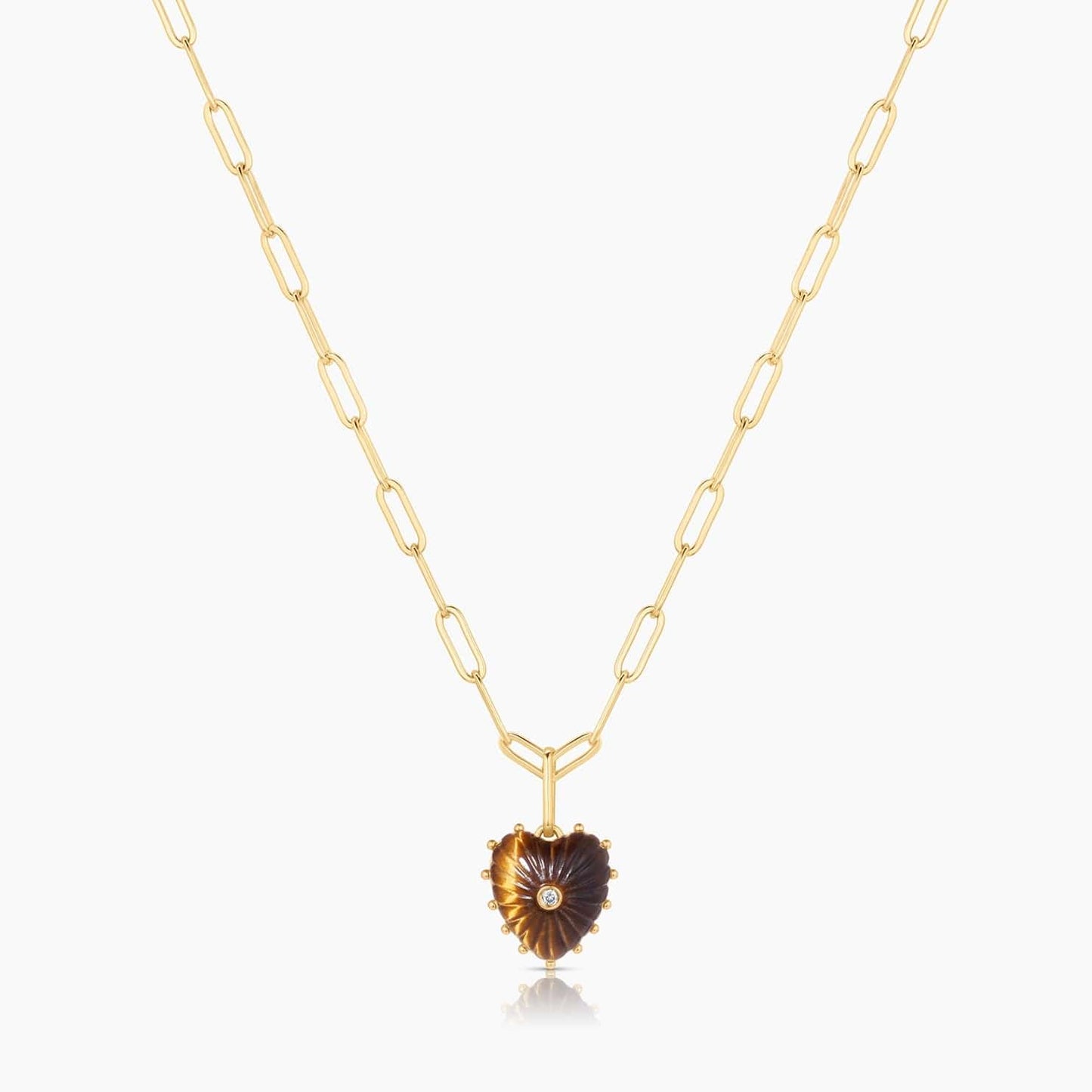 NKL-GPL Isabel Tigers Eye Heart Pendant Necklace