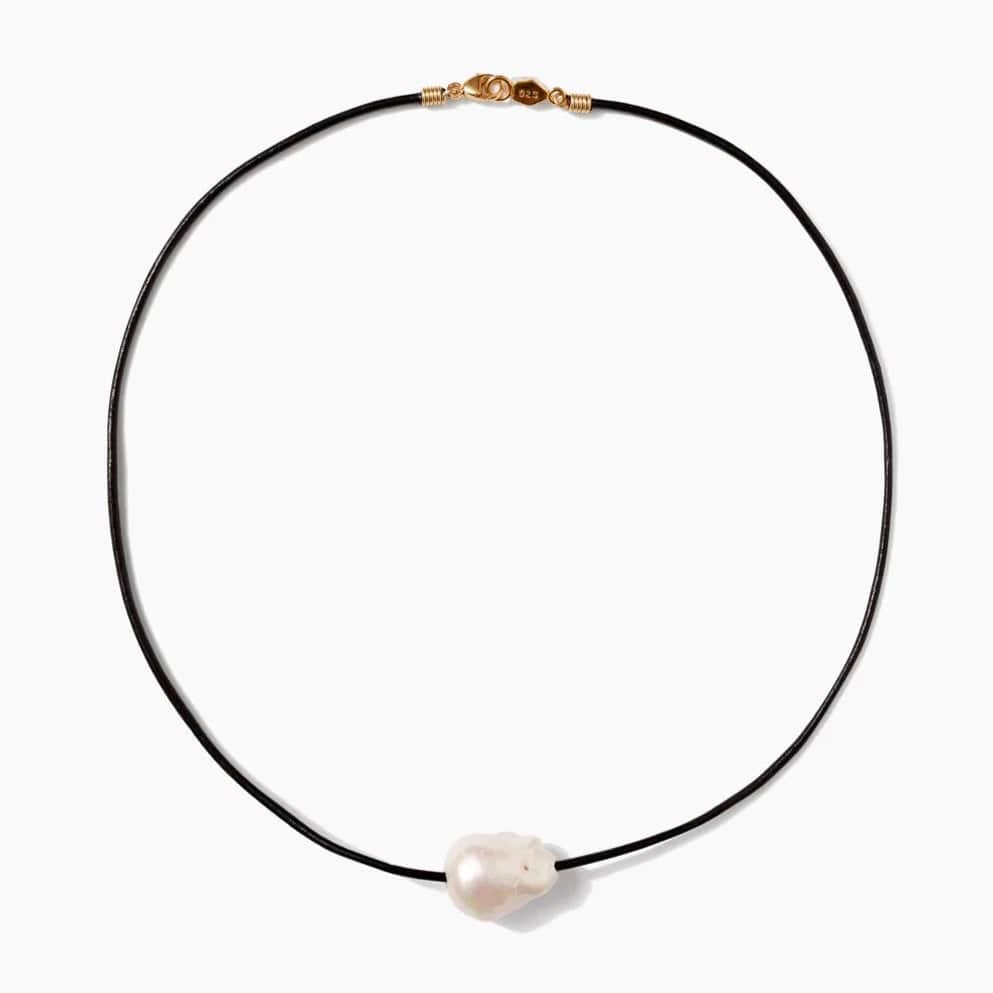 Load image into Gallery viewer, NKL-GPL Isla Pearl Necklace - Black
