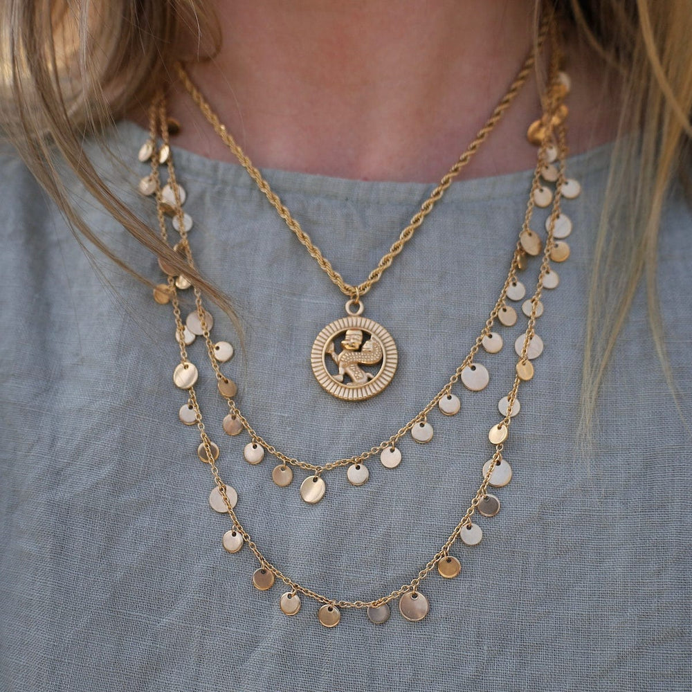 NKL-GPL KALI // The Long Chain with Discs - 18k gold plate