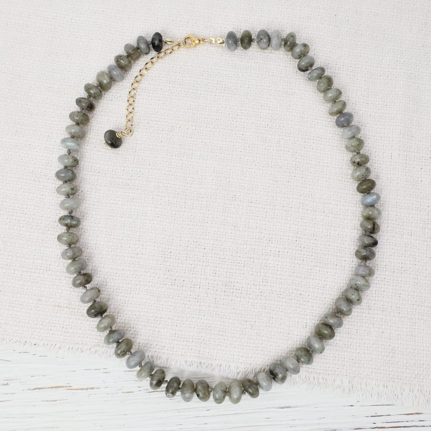 NKL-GPL Labradorite 8mm Hand Knotted Beaded Necklace