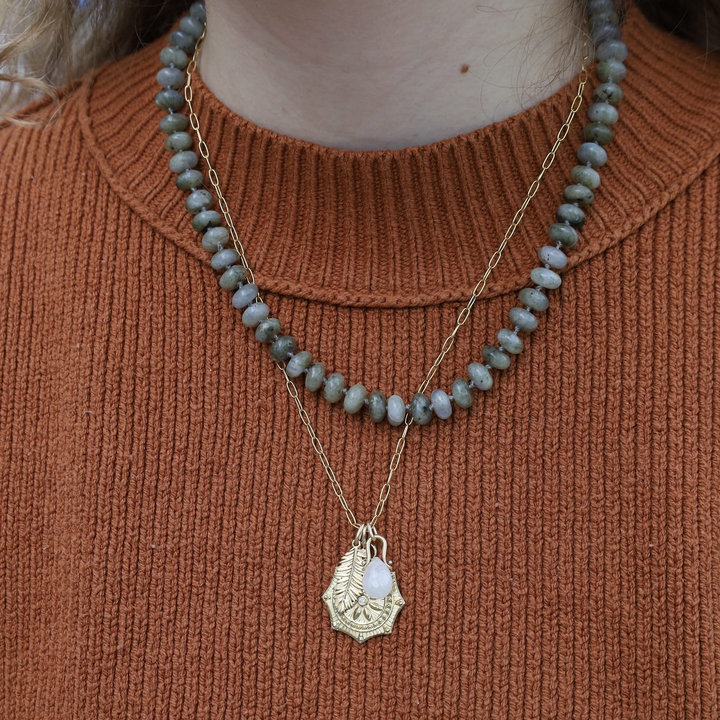 NKL-GPL Labradorite 8mm Hand Knotted Beaded Necklace