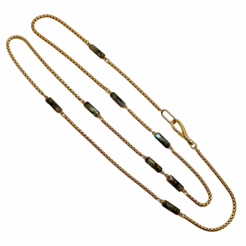 NKL-GPL Labradorite Baguette Long Necklace