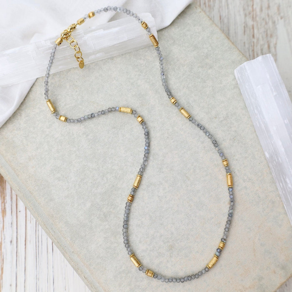 NKL-GPL Labradorite & Gold Tubes Necklace