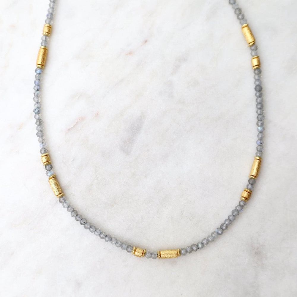 
                  
                    NKL-GPL Labradorite & Gold Tubes Necklace
                  
                