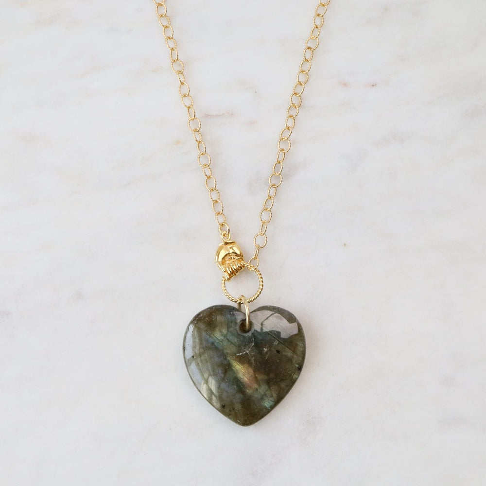 NKL-GPL Labradorite Heart In Hand Necklace