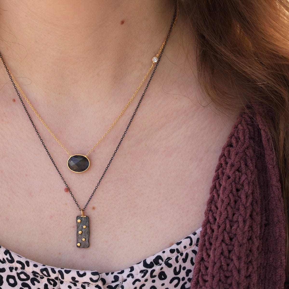 NKL-GPL Labradorite Oval Pendant Necklace