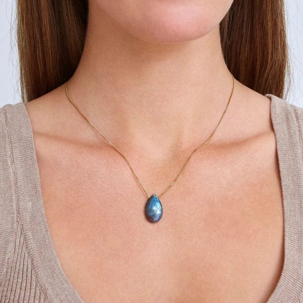 NKL-GPL Labradorite Teardrop Pendant Necklace