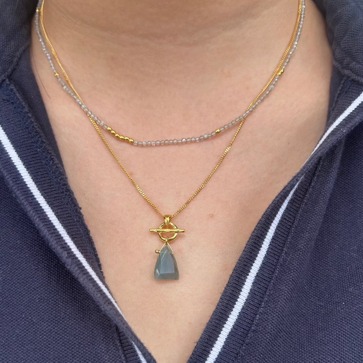 NKL-GPL Labradorite Triangle Necklace