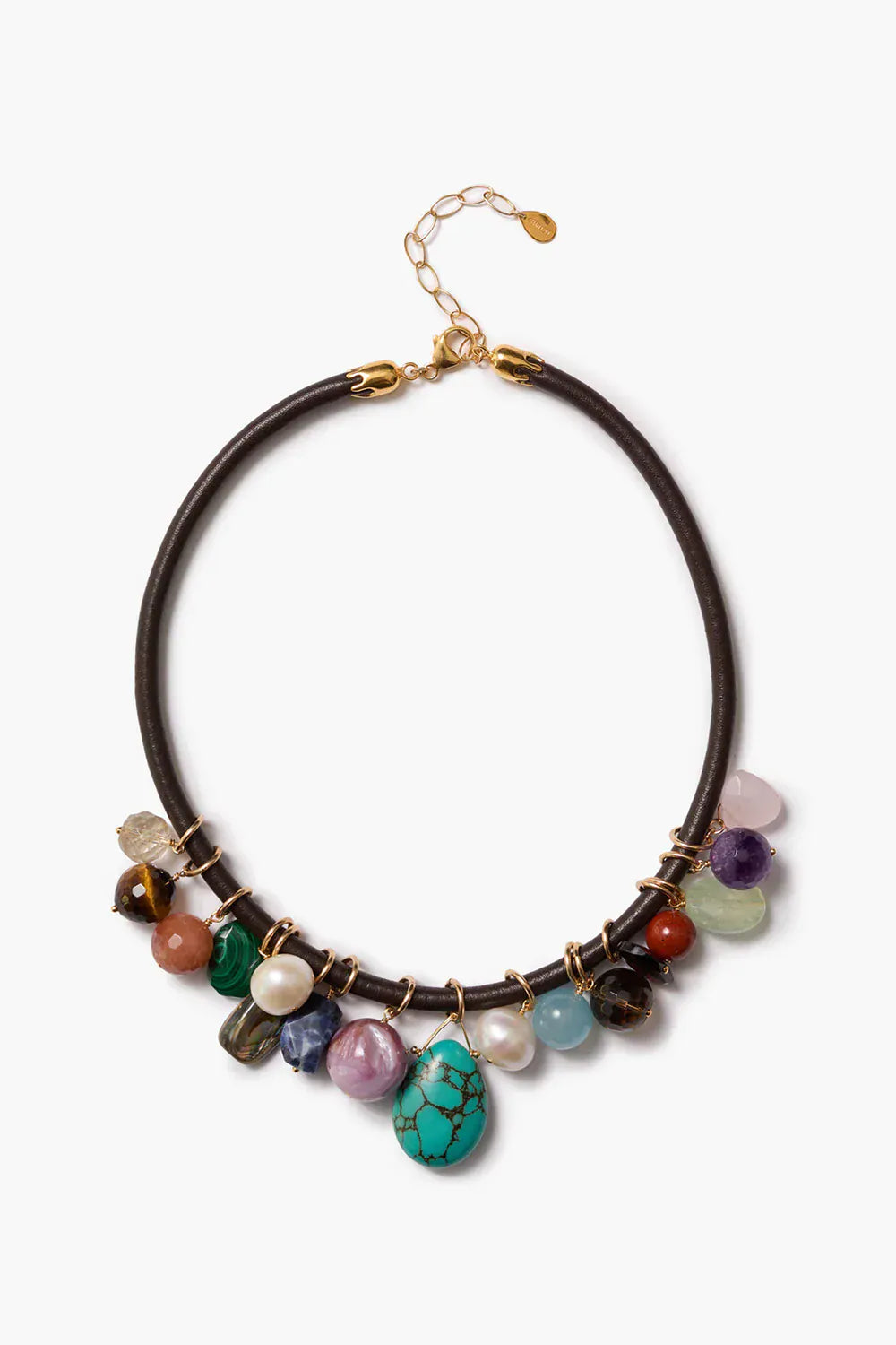 NKL-GPL Lea Leather Collar Necklace Multi