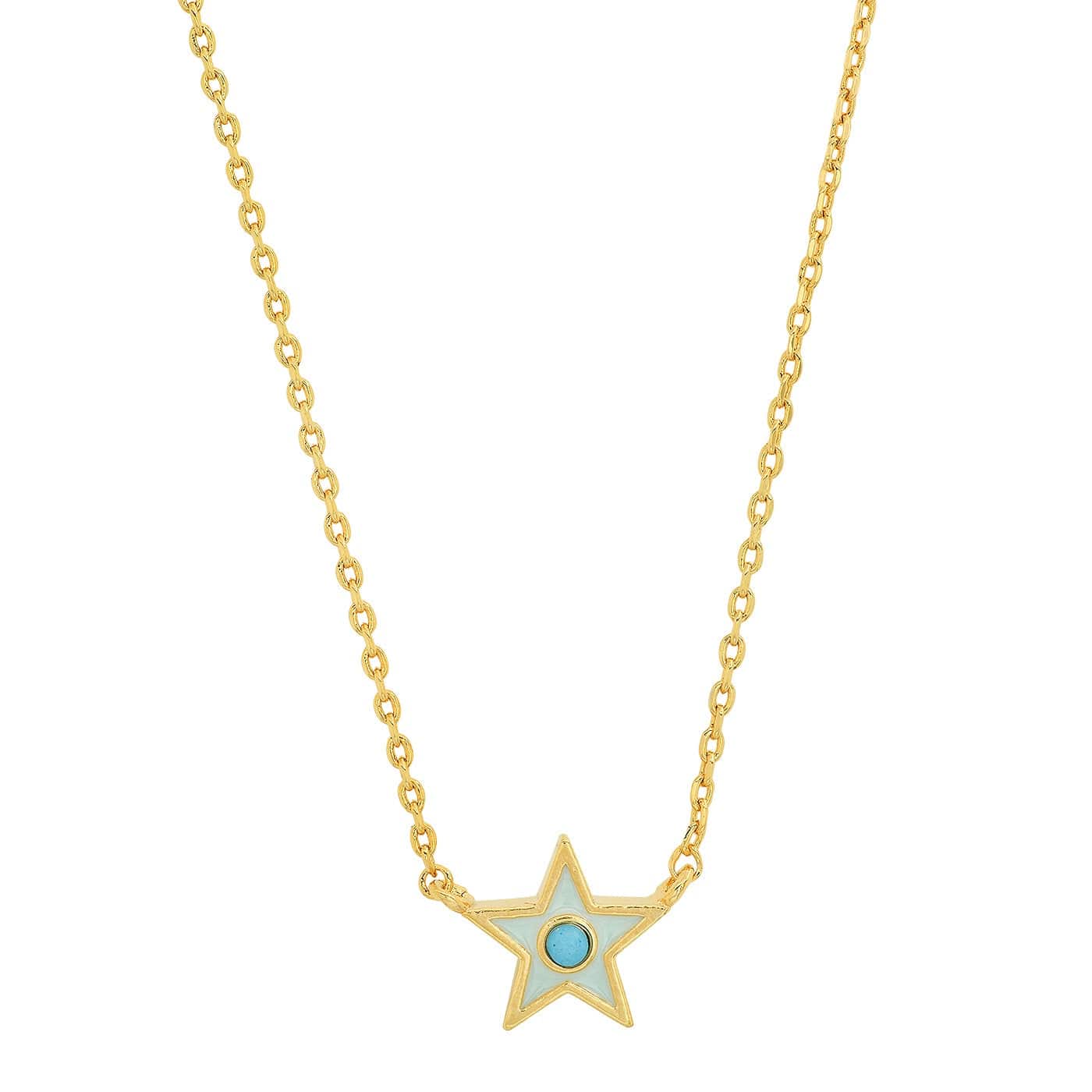 NKL-GPL Light Blue Enamel Star Pendant Necklace