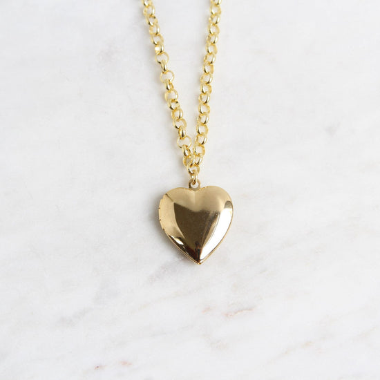 NKL-GPL Link Chain Vintage Heart Locket Necklace