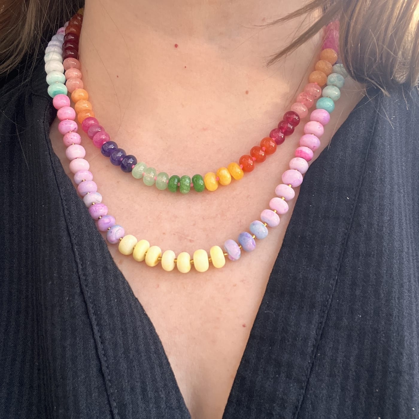 NKL-GPL Lolli Pastel Dyed Opal Beaded Necklace