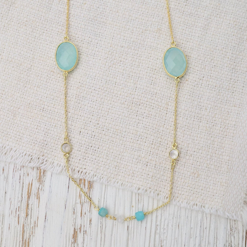 
                      
                        NKL-GPL Long Aqua Chalcedony & Amazonite Necklace
                      
                    