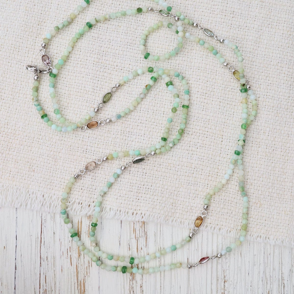 
                      
                        NKL-GPL Long Green Opal & Tourmaline Necklace
                      
                    