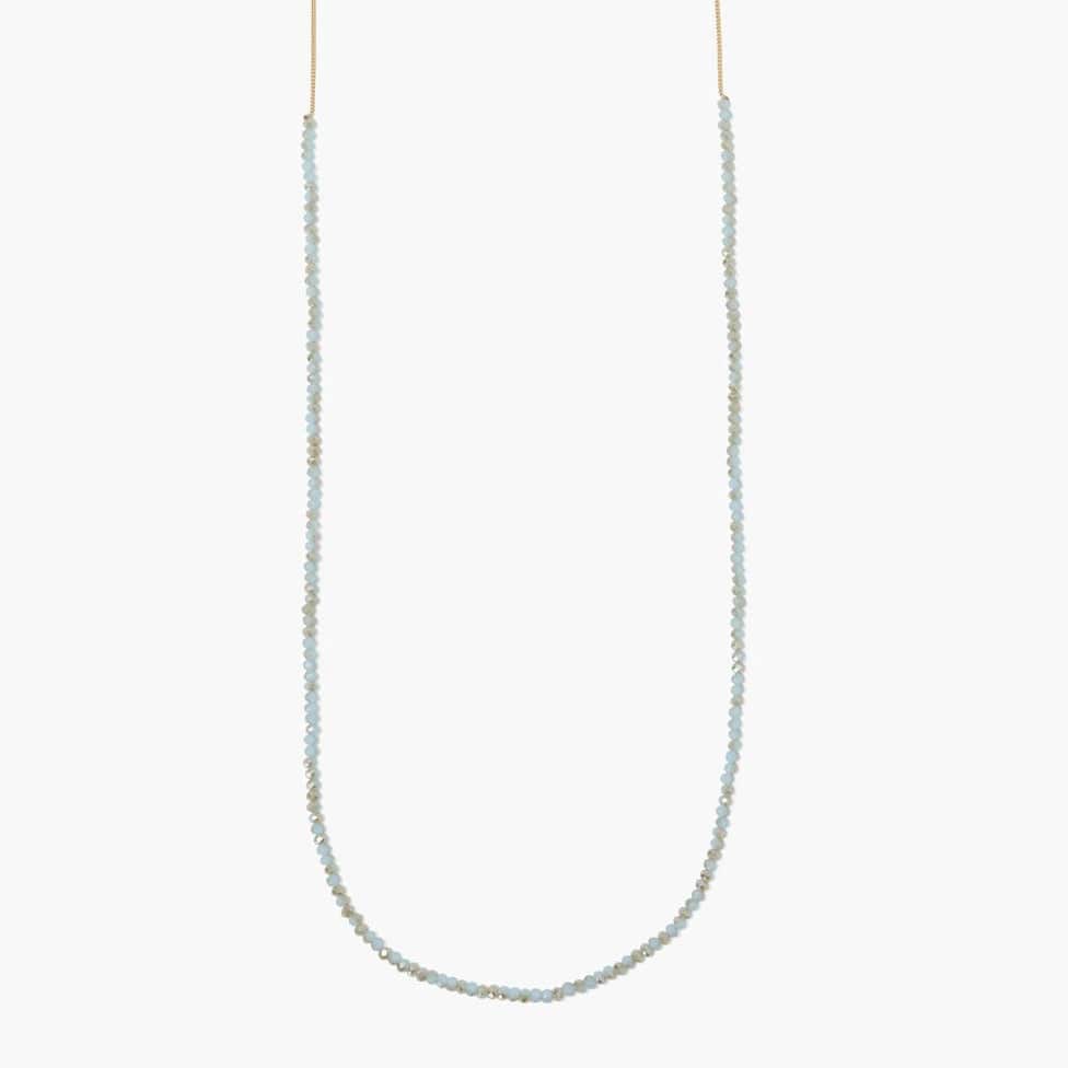 NKL-GPL Long Layering Mint Crystal Necklace