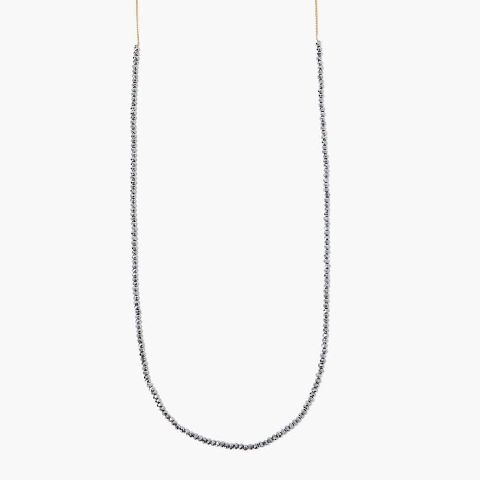 NKL-GPL Long Layering Silver Iridescent Crystal Necklace