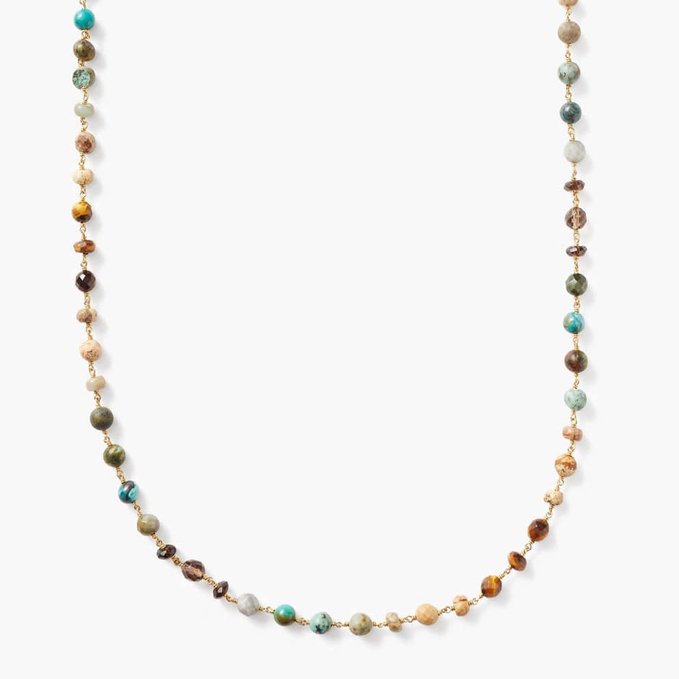 NKL-GPL Long Mixed Turquoise Chain Necklace