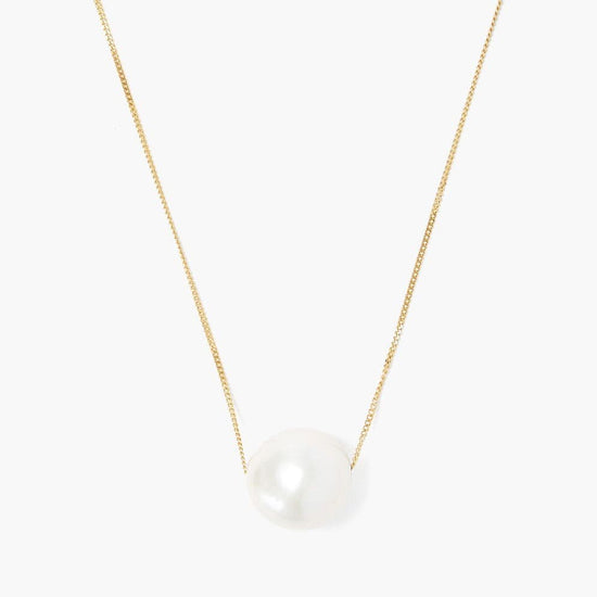 NKL-GPL Long White Floating Pearl Gold Necklace