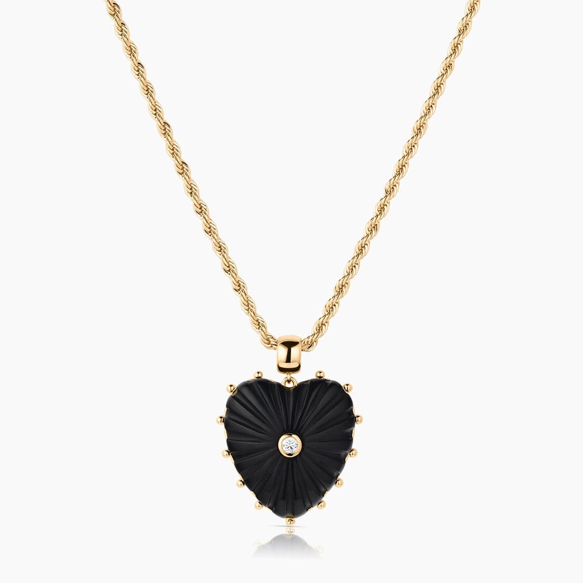 NKL-GPL Malene Onyx Heart Rope Necklace