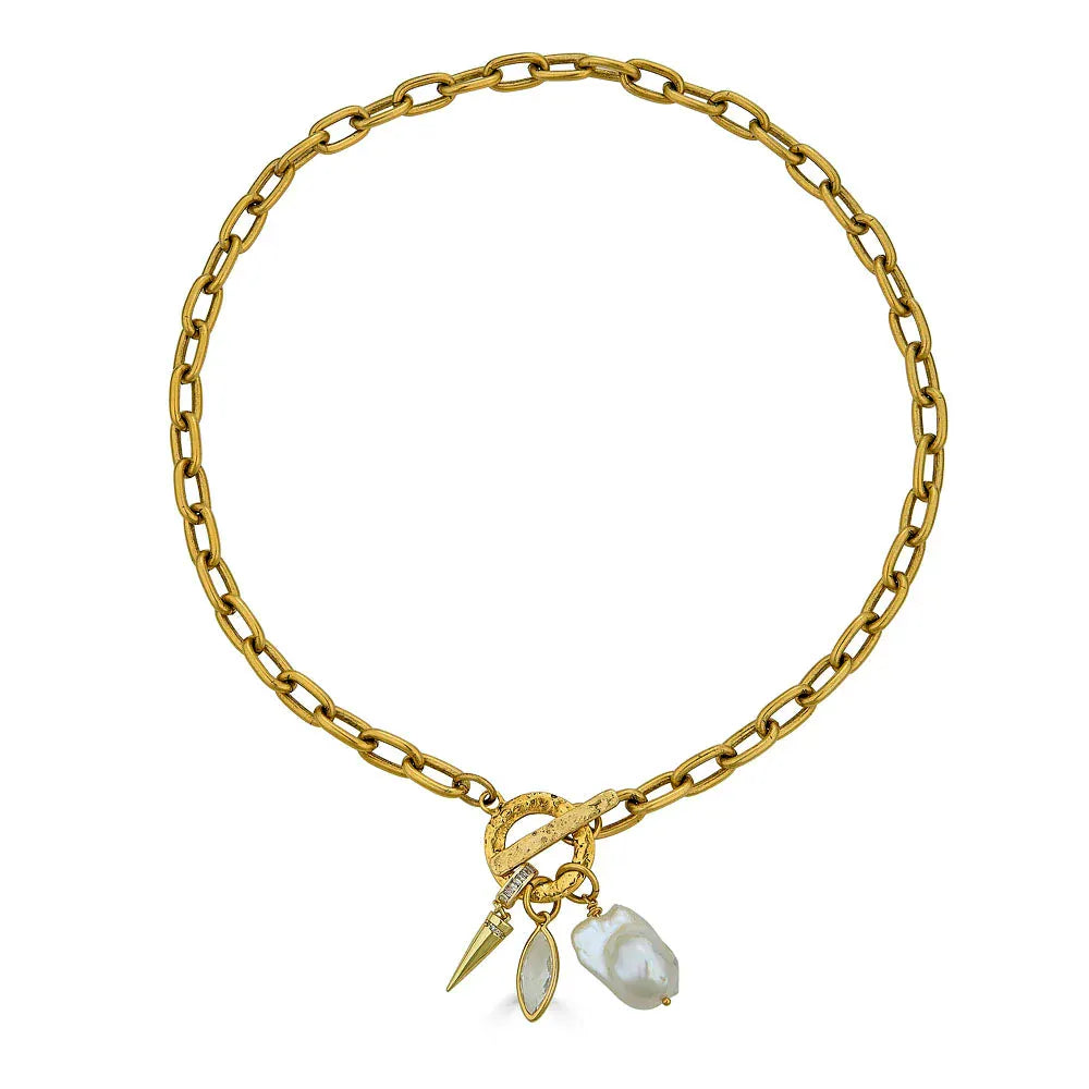 NKL-GPL Marquise & Pearl Toggle Necklace