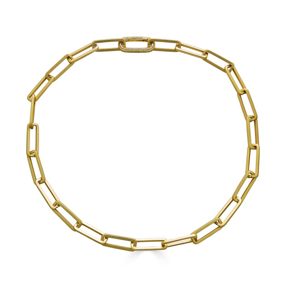 NKL-GPL Matte Gold Chunky Rectangle Paperclip Necklace