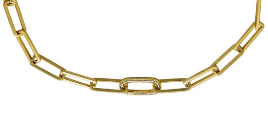 NKL-GPL Matte Gold Chunky Rectangle Paperclip Necklace