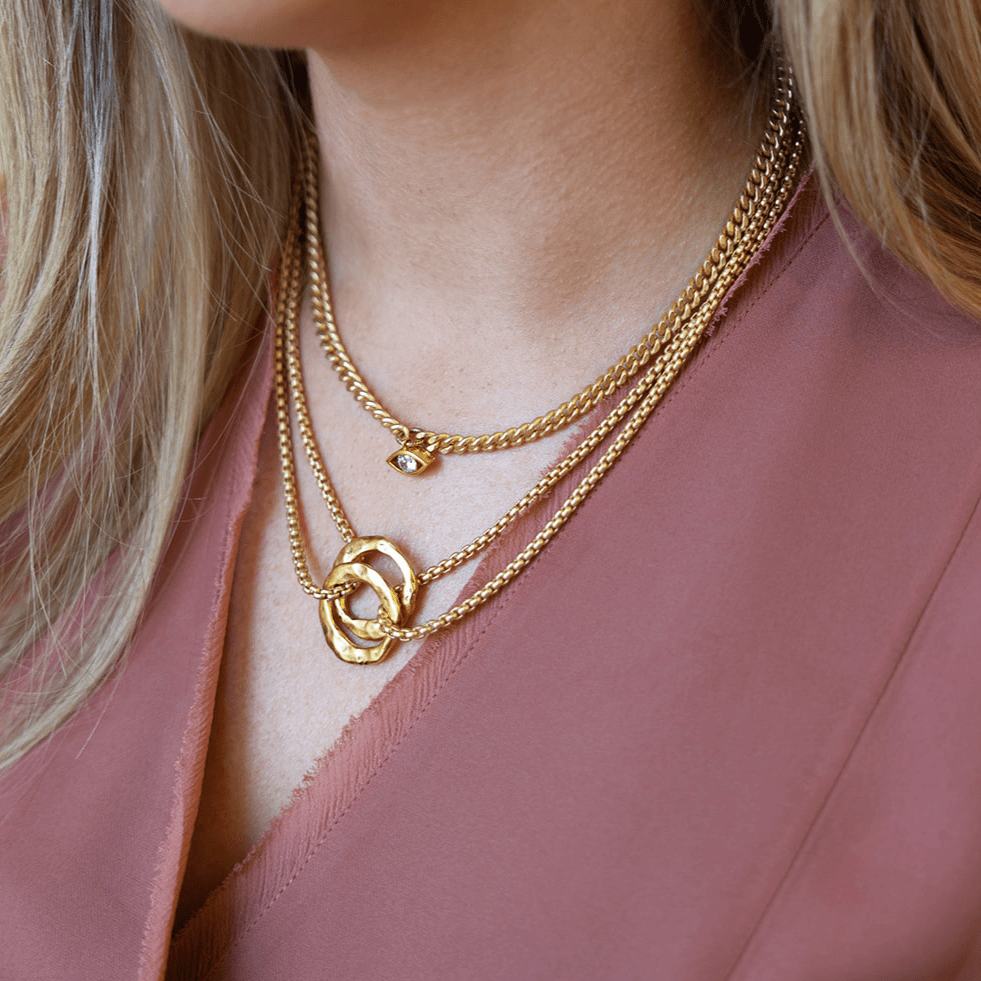 NKL-GPL Matte Gold Double Circle Necklace