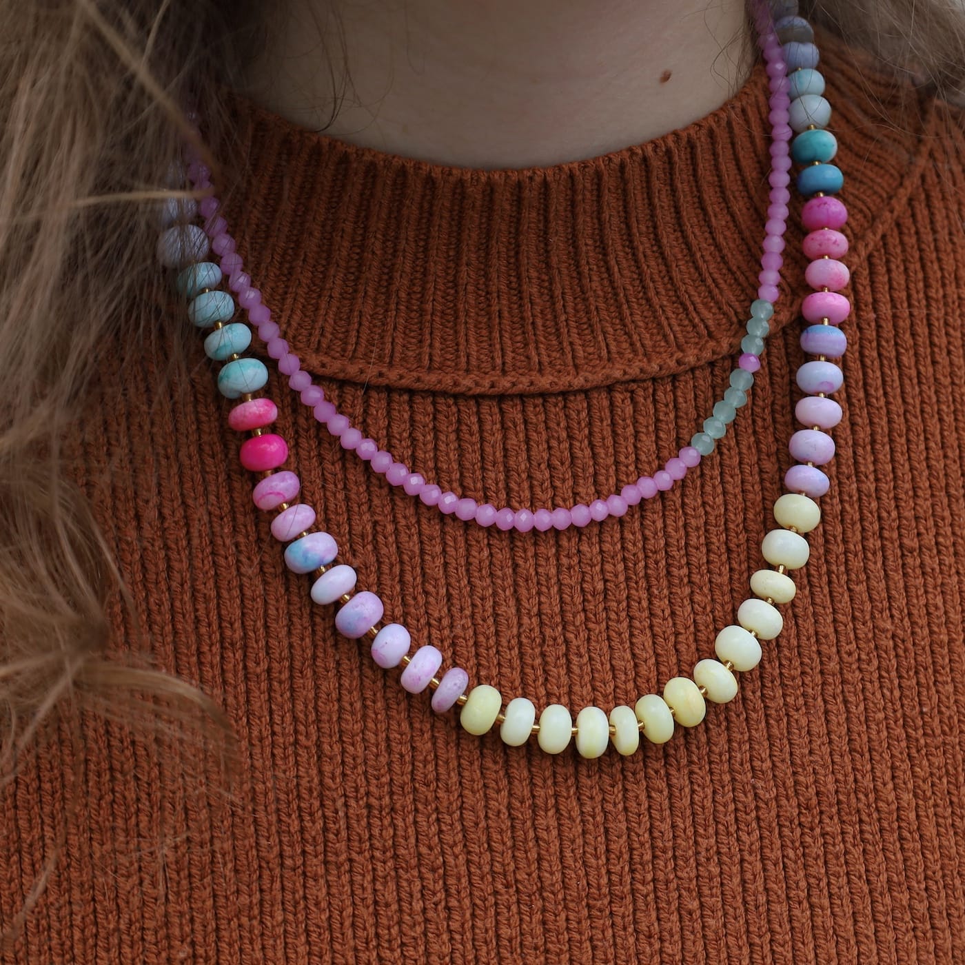 NKL-GPL Mia Grape Crystal Beaded Delicate Necklace