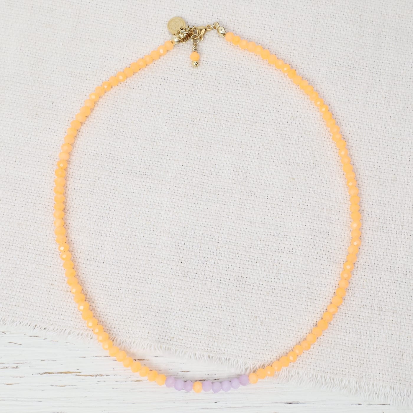 NKL-GPL Mia Papaya Crystal Beaded Delicate Necklace
