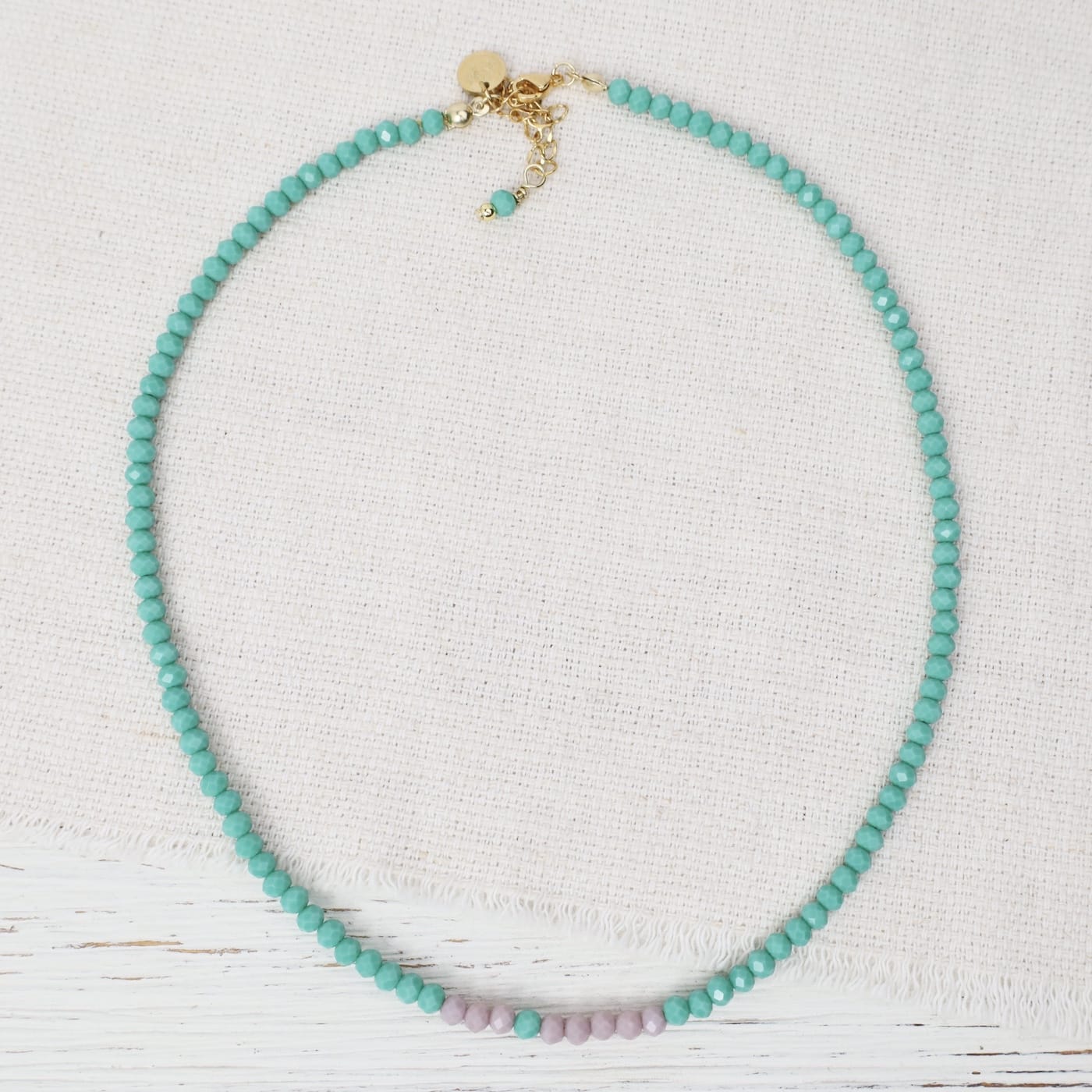 NKL-GPL Mia Seafoam Crystal Beaded Delicate Necklace