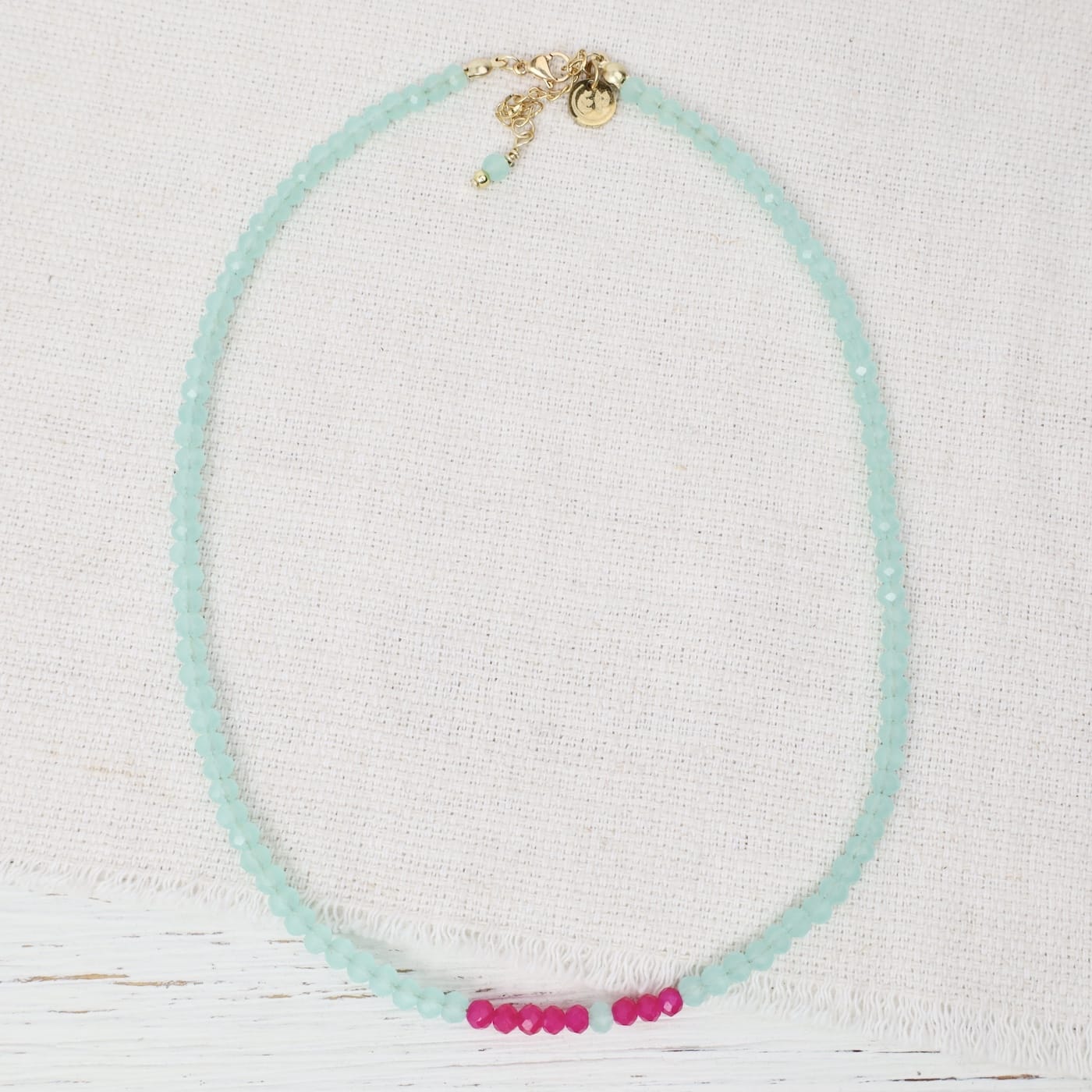NKL-GPL Mia Watermelon Crystal Beaded Delicate Necklace