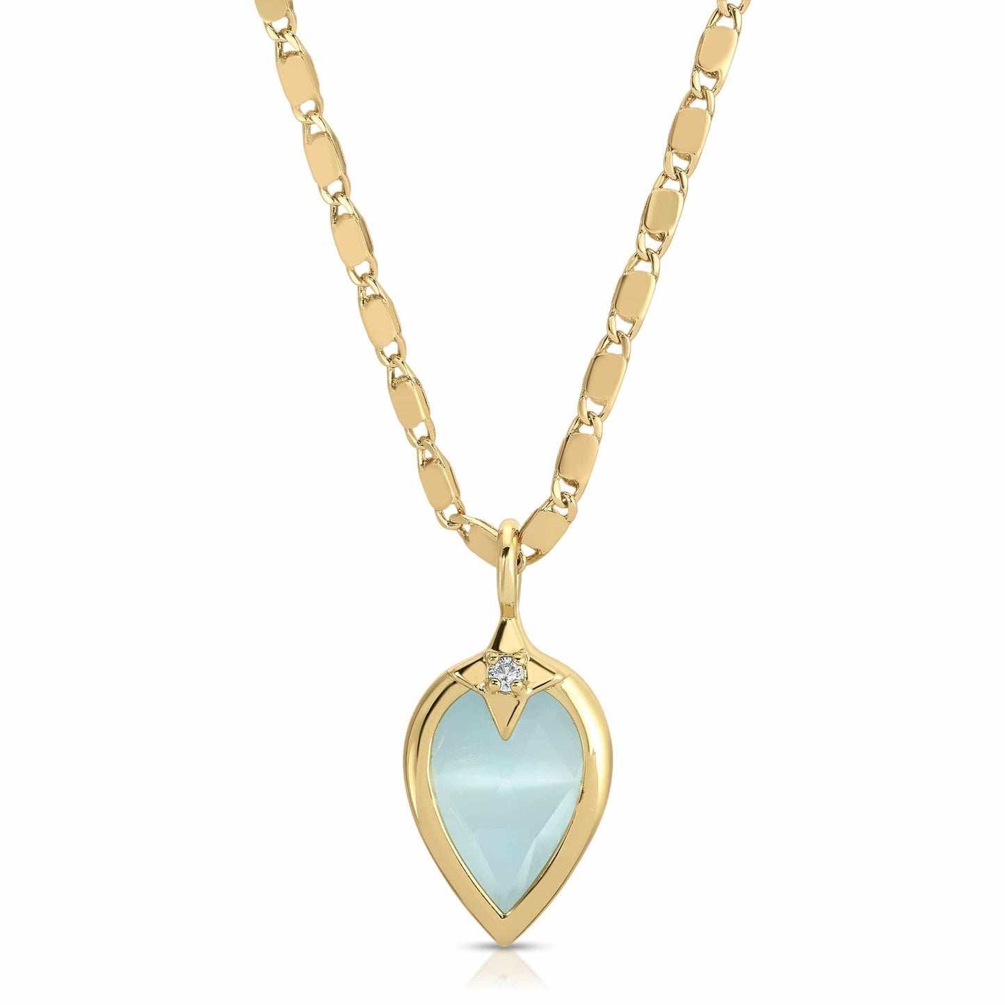 NKL-GPL Mint Cat's Eye Starlight Gem Drop Necklace