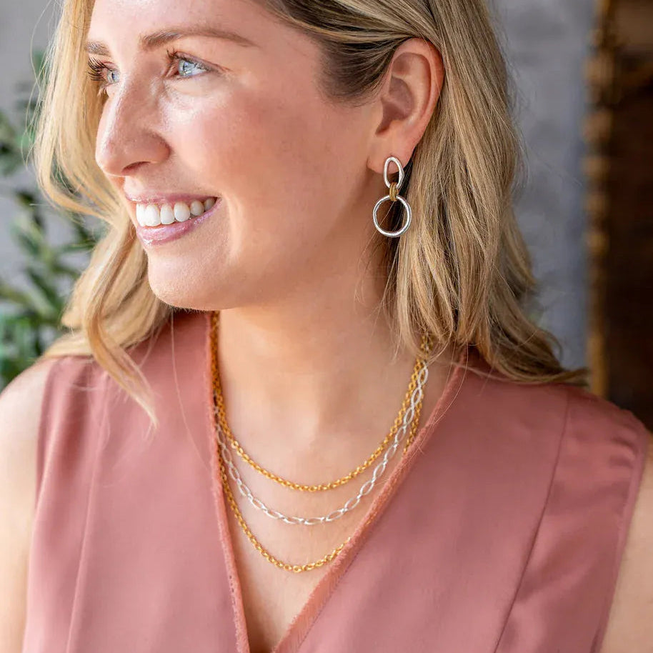 NKL-GPL Mixed Metal Delicate Three Strand Necklace