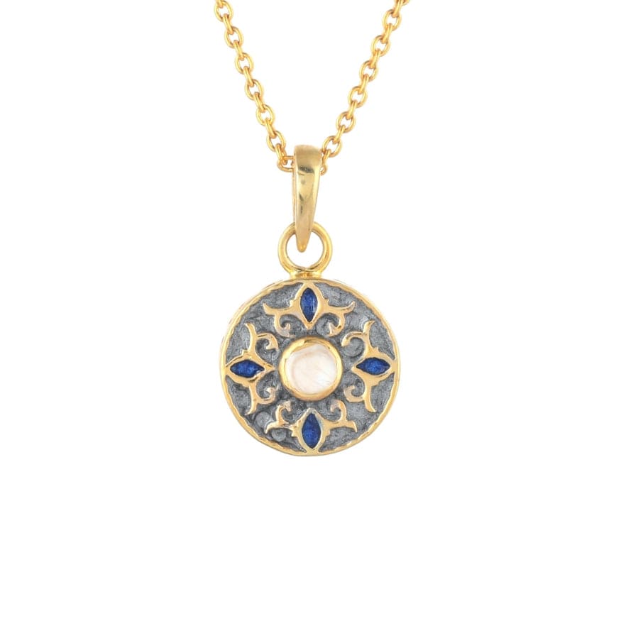 
                      
                        NKL-GPL Moonstone Gold Plated Brass Enamel Pendant Necklace
                      
                    