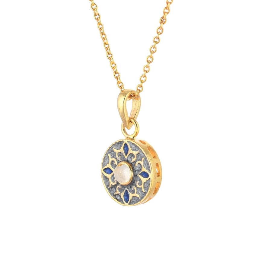 
                      
                        NKL-GPL Moonstone Gold Plated Brass Enamel Pendant Necklace
                      
                    