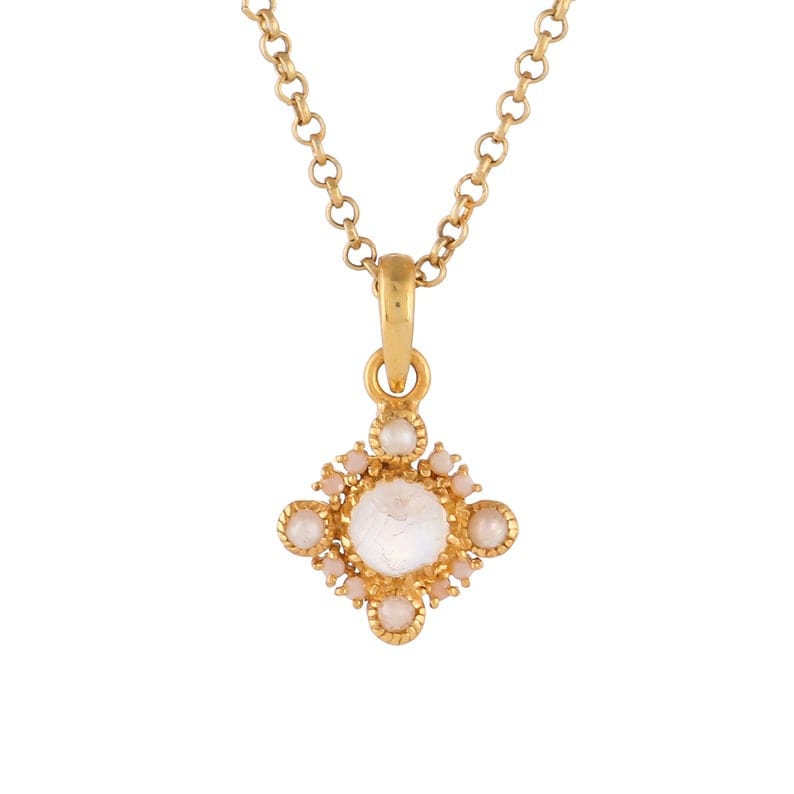 NKL-GPL Moonstone & Pearl Pendant Necklace