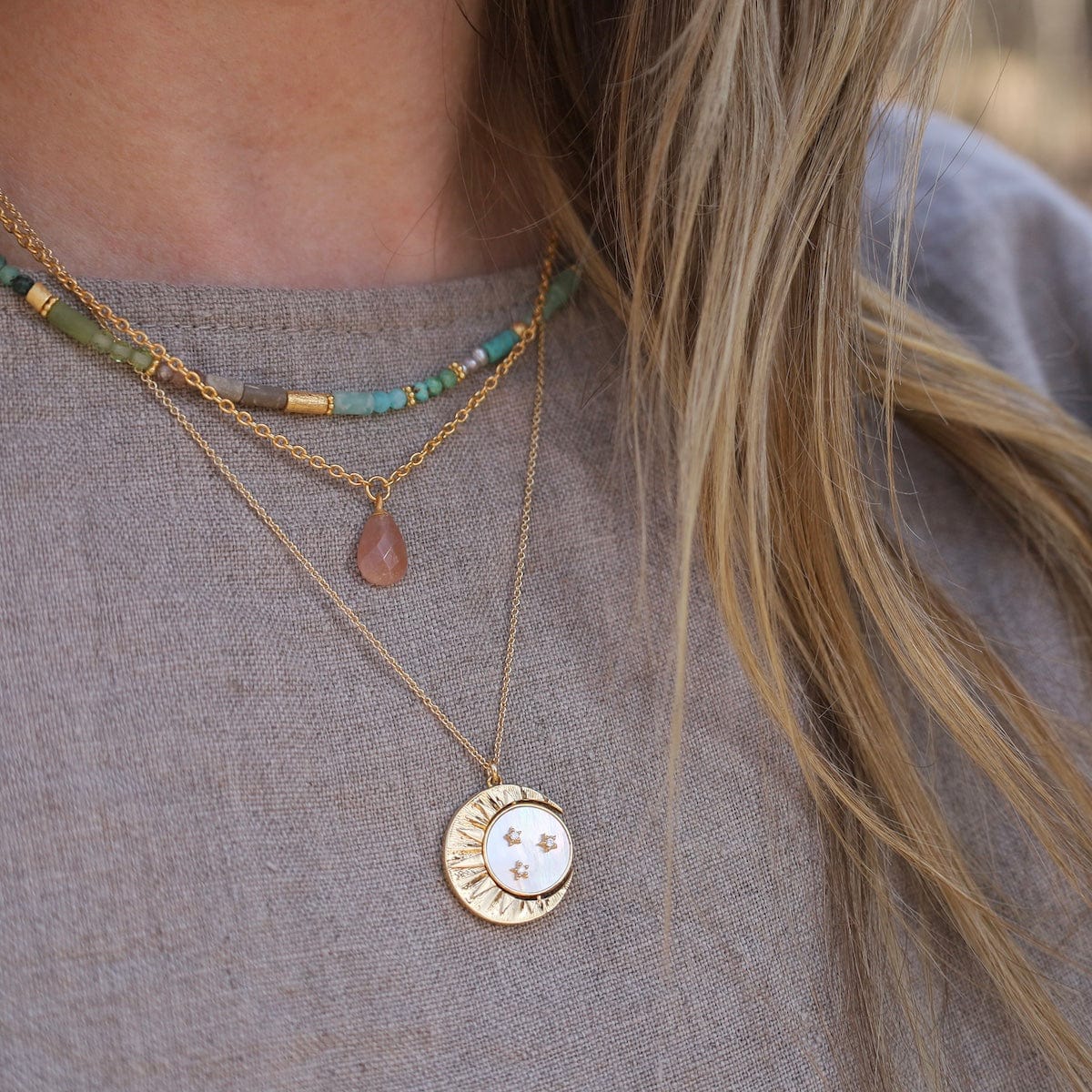 NKL-GPL Mother Moon Pendant Necklace