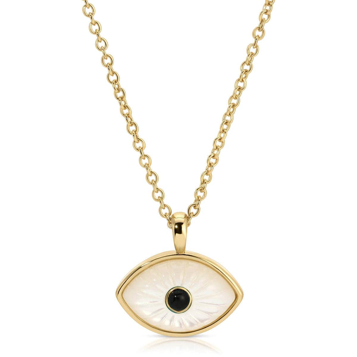 NKL-GPL Mother of Pearl/Black Onyx Protect Pendant Necklace