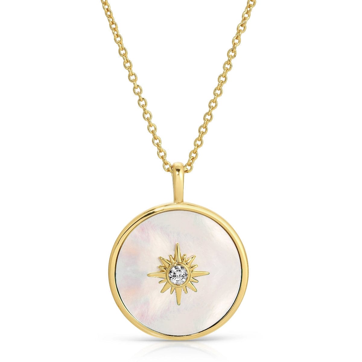 NKL-GPL Mother of Pearl Halo Pendant Necklace
