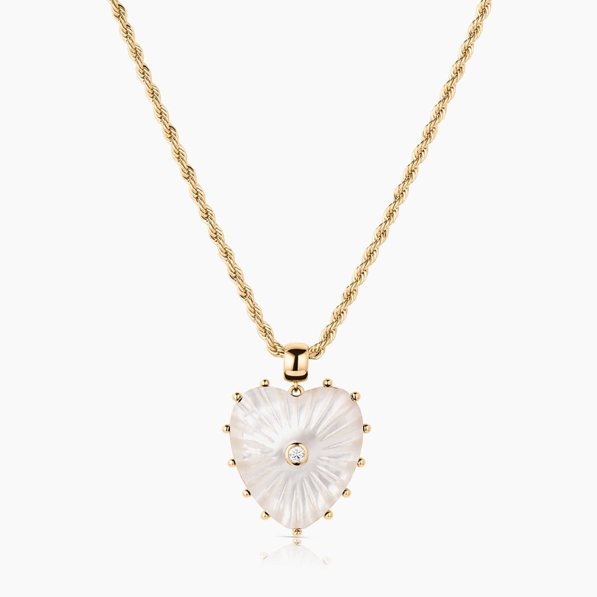 NKL-GPL Mother of Pearl Large Heart Pendant Necklace