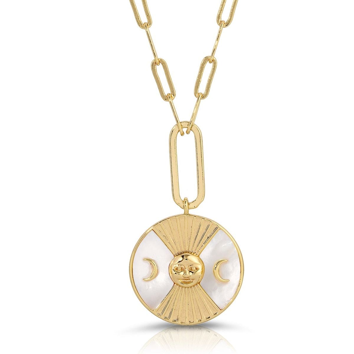 NKL-GPL Mother of Pearl Moonage Drop Pendant Necklace