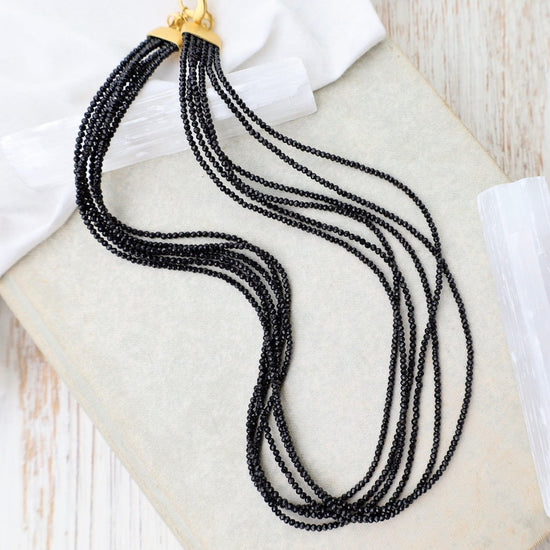 Buy Black Agate and Thai Black Spinel Necklace 18 Inches in Sterling Silver  256.20 ctw at ShopLC.