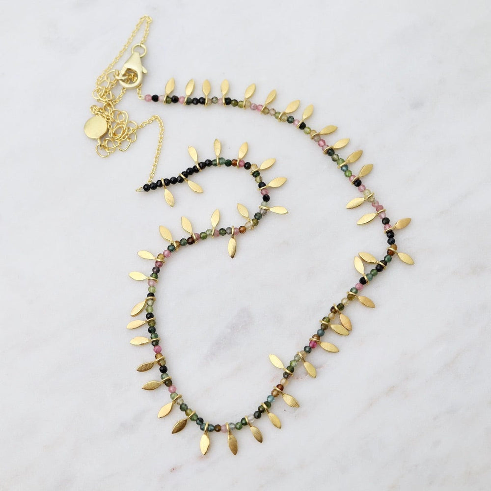 
                      
                        NKL-GPL Multi Tourmaline & Gold Leaves Necklace
                      
                    