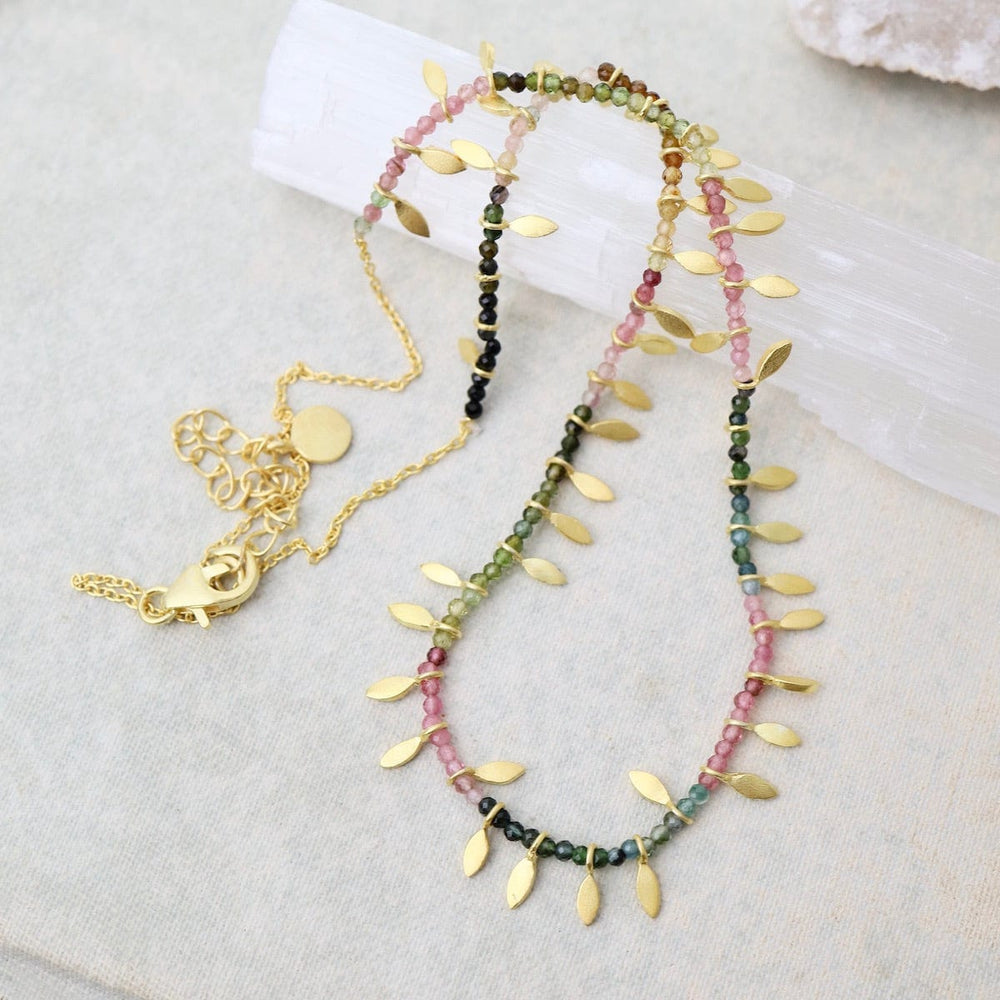 
                      
                        NKL-GPL Multi Tourmaline & Gold Leaves Necklace
                      
                    